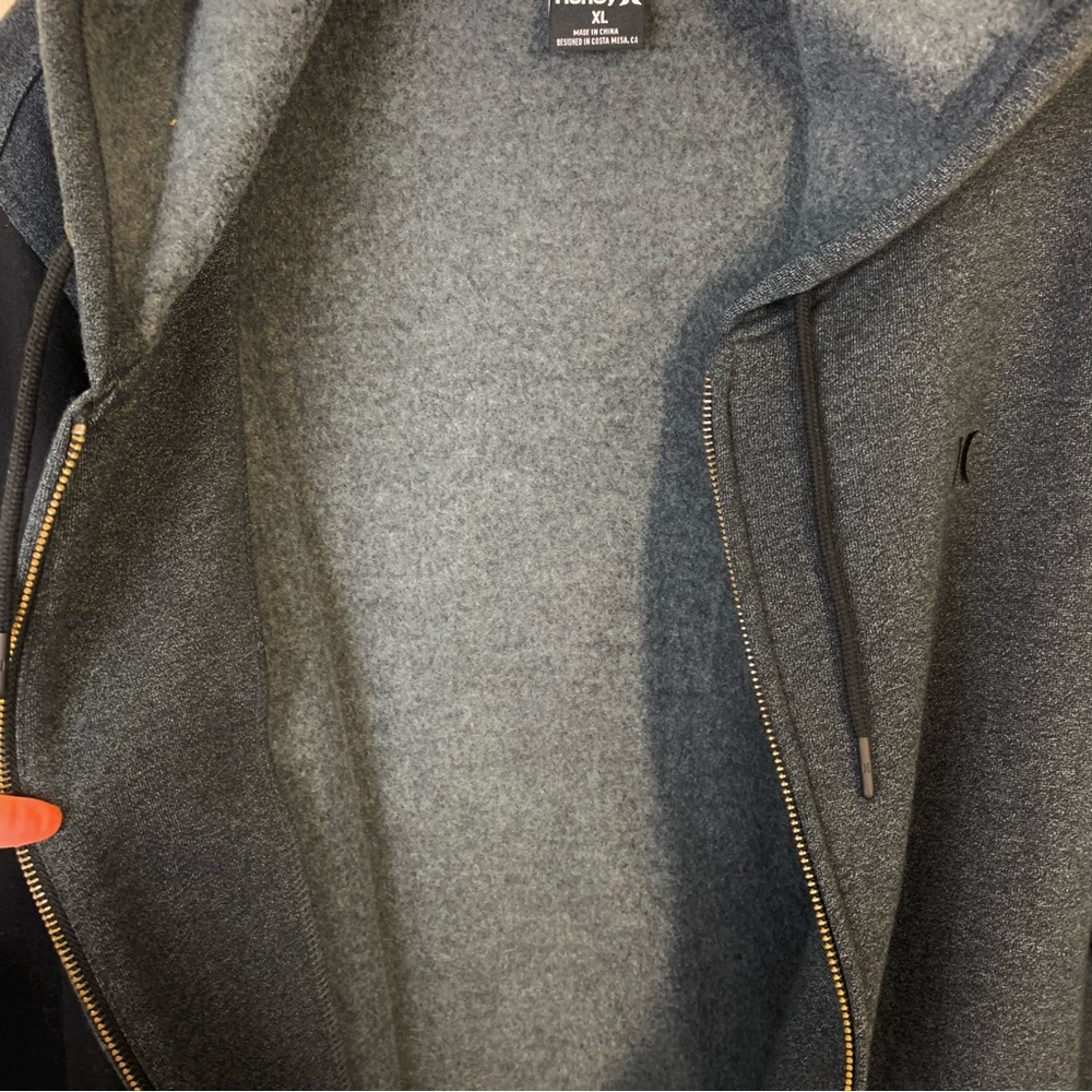 Mens Hurley Branstad Front Full Zip Hooded Jacket Black/Charcoal Size XL - Picture 6 of 8
